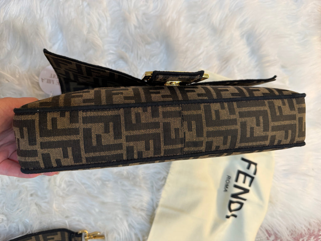 FENDI BAGUETTE FF ZUCCA JACQUARD FABRIC SHOULDER BAG