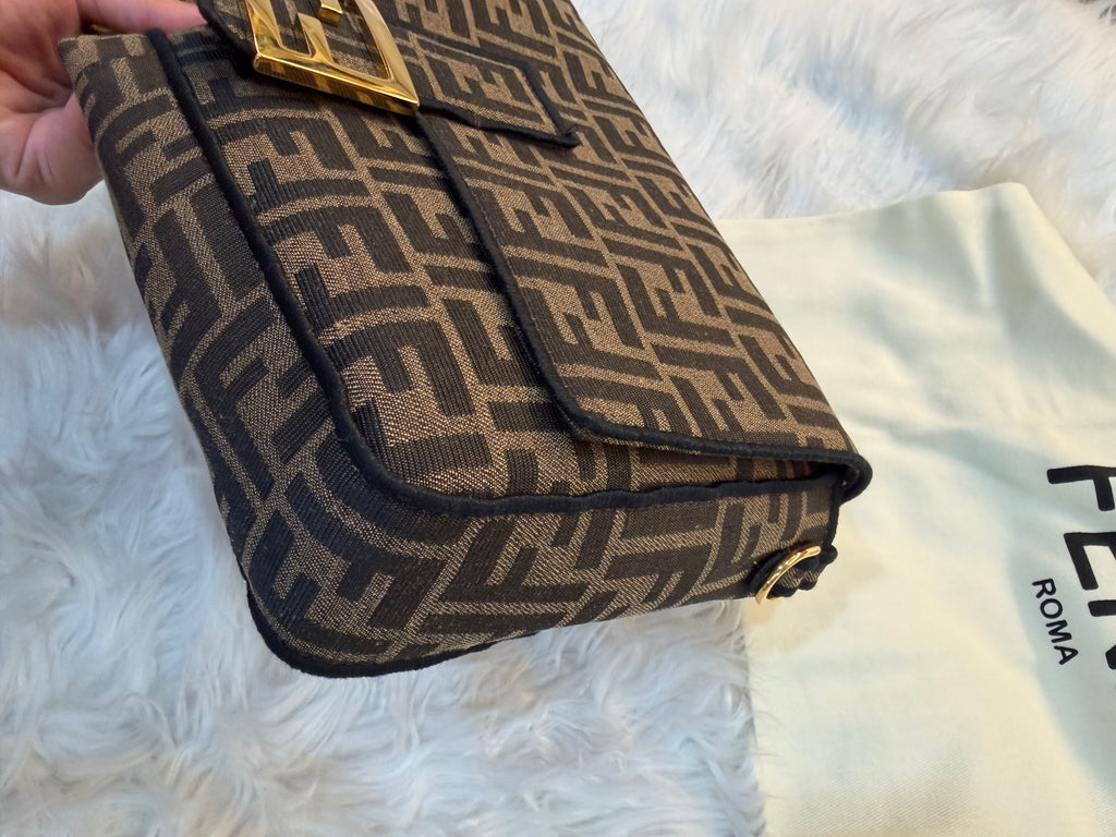 FENDI BAGUETTE FF ZUCCA JACQUARD FABRIC SHOULDER BAG