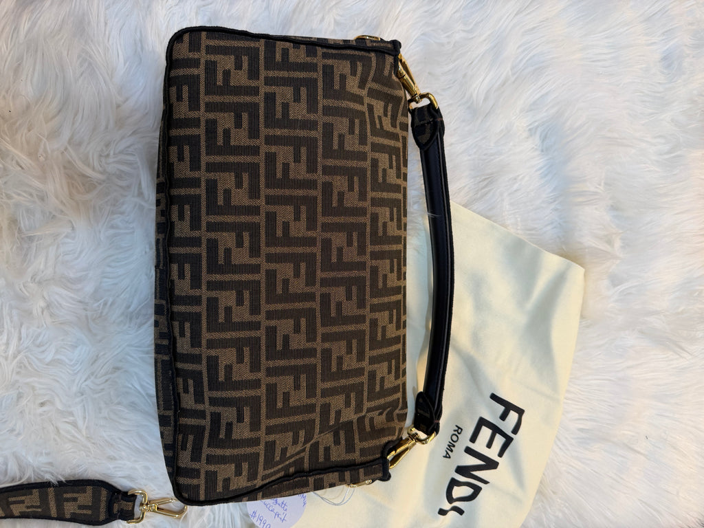 FENDI BAGUETTE FF ZUCCA JACQUARD FABRIC SHOULDER BAG