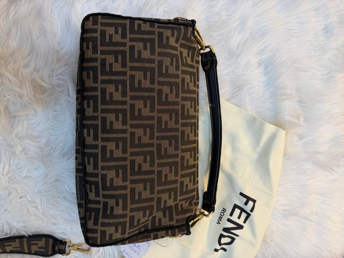 FENDI BAGUETTE FF ZUCCA JACQUARD FABRIC SHOULDER BAG