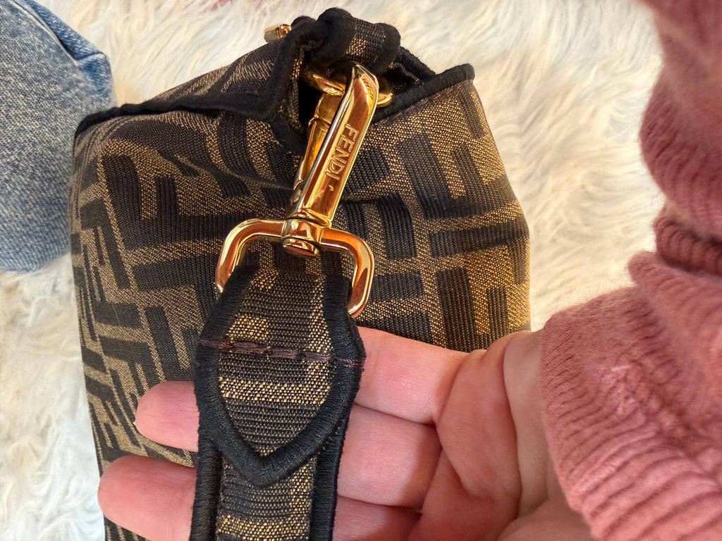 FENDI BAGUETTE FF ZUCCA JACQUARD FABRIC SHOULDER BAG