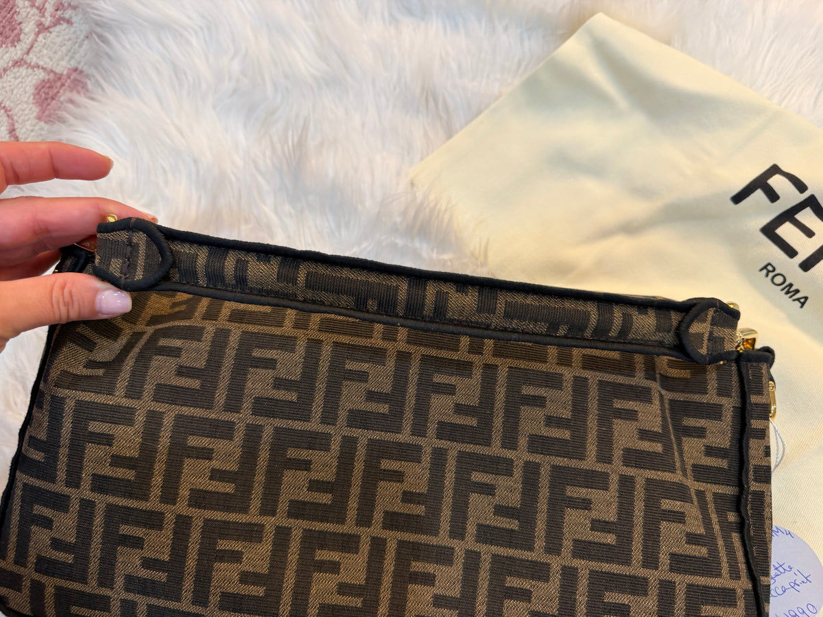 FENDI BAGUETTE FF ZUCCA JACQUARD FABRIC SHOULDER BAG
