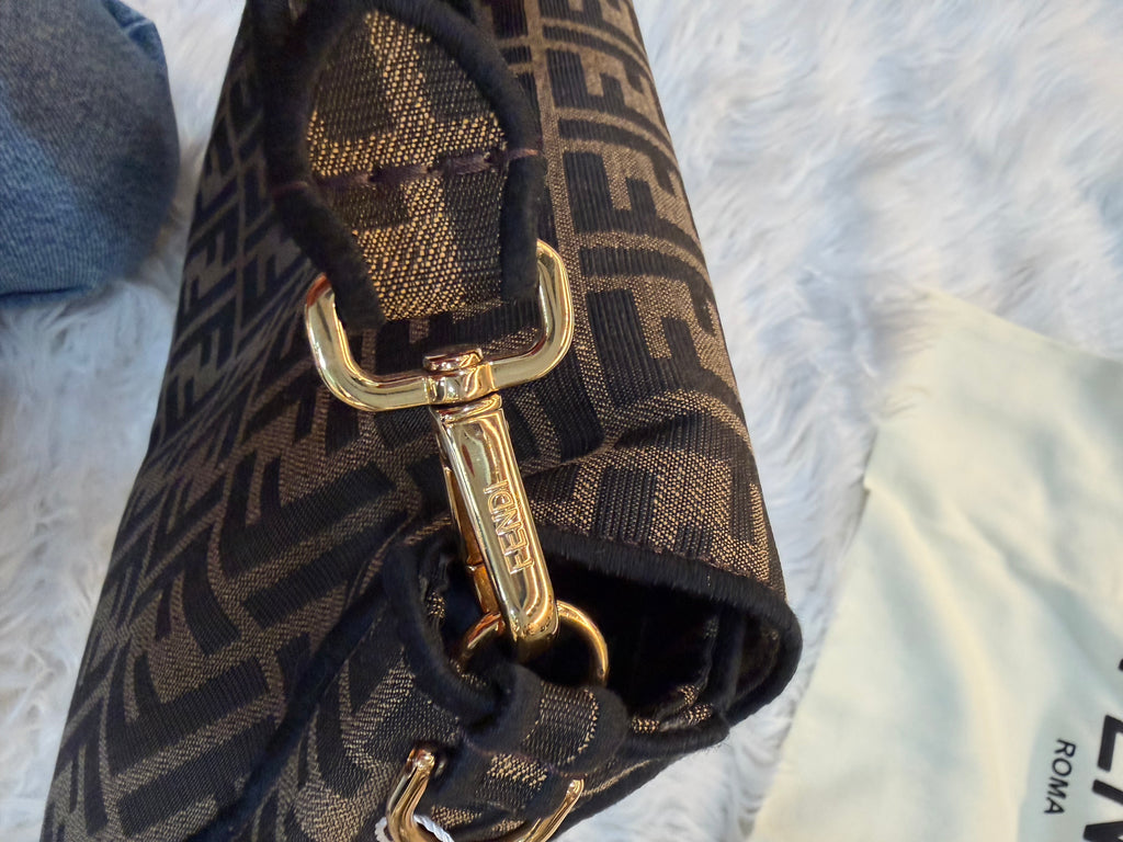 FENDI BAGUETTE FF ZUCCA JACQUARD FABRIC SHOULDER BAG