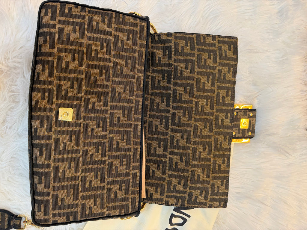 FENDI BAGUETTE FF ZUCCA JACQUARD FABRIC SHOULDER BAG