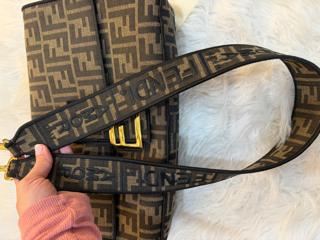 FENDI BAGUETTE FF ZUCCA JACQUARD FABRIC SHOULDER BAG