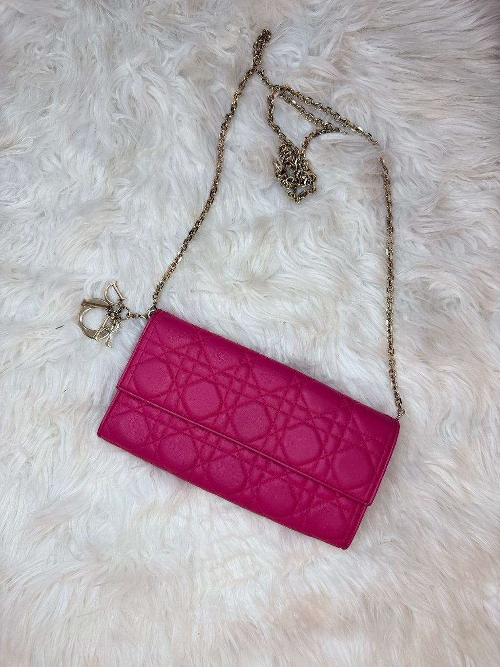DIOR LADY DIOR CLUTCH WITH CHAIN CANNAGE QUILTED