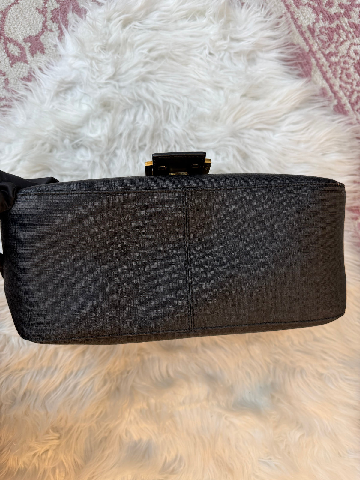 FENDI MAMMA BAGUETTE ZUCCA COATED CANVAS SHOULDER BAG