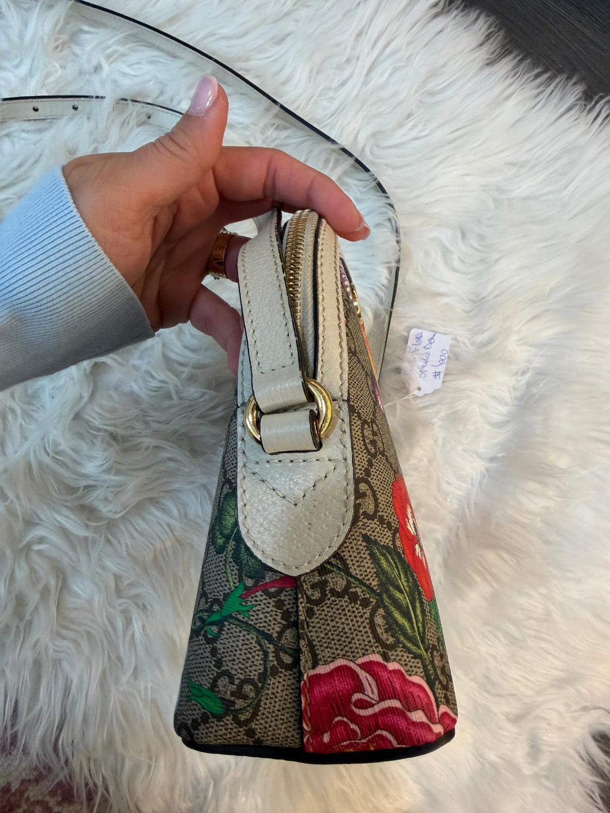 GUCCI OPHIDIA SMALL DOME CROSSBODY GG SUPREME FLORA CANVAS