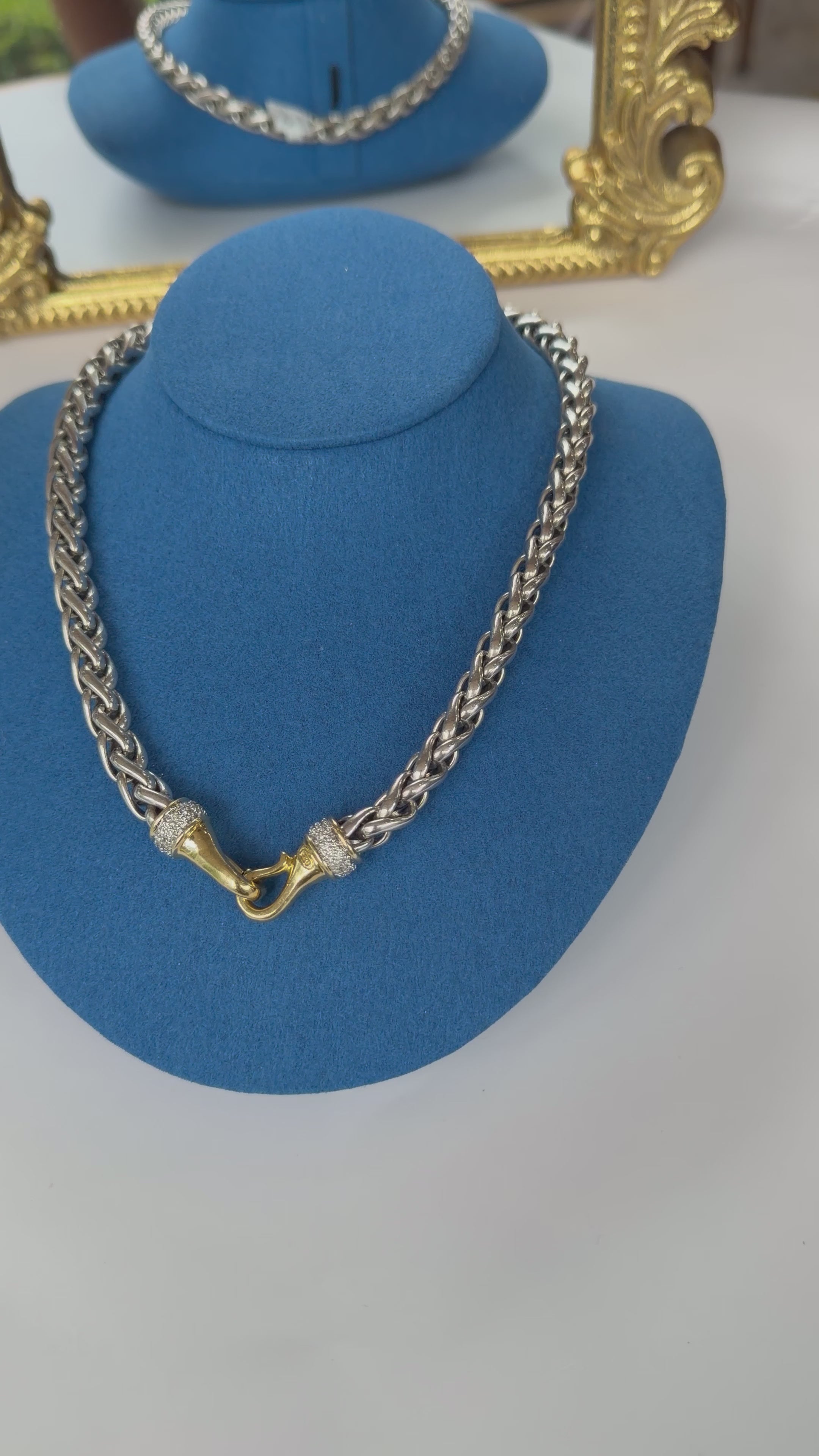 DAVID YURMAN WHEAT CHAIN NECKLACE WITH DIAMOND AND 18K YELLOW HOOK CLASP