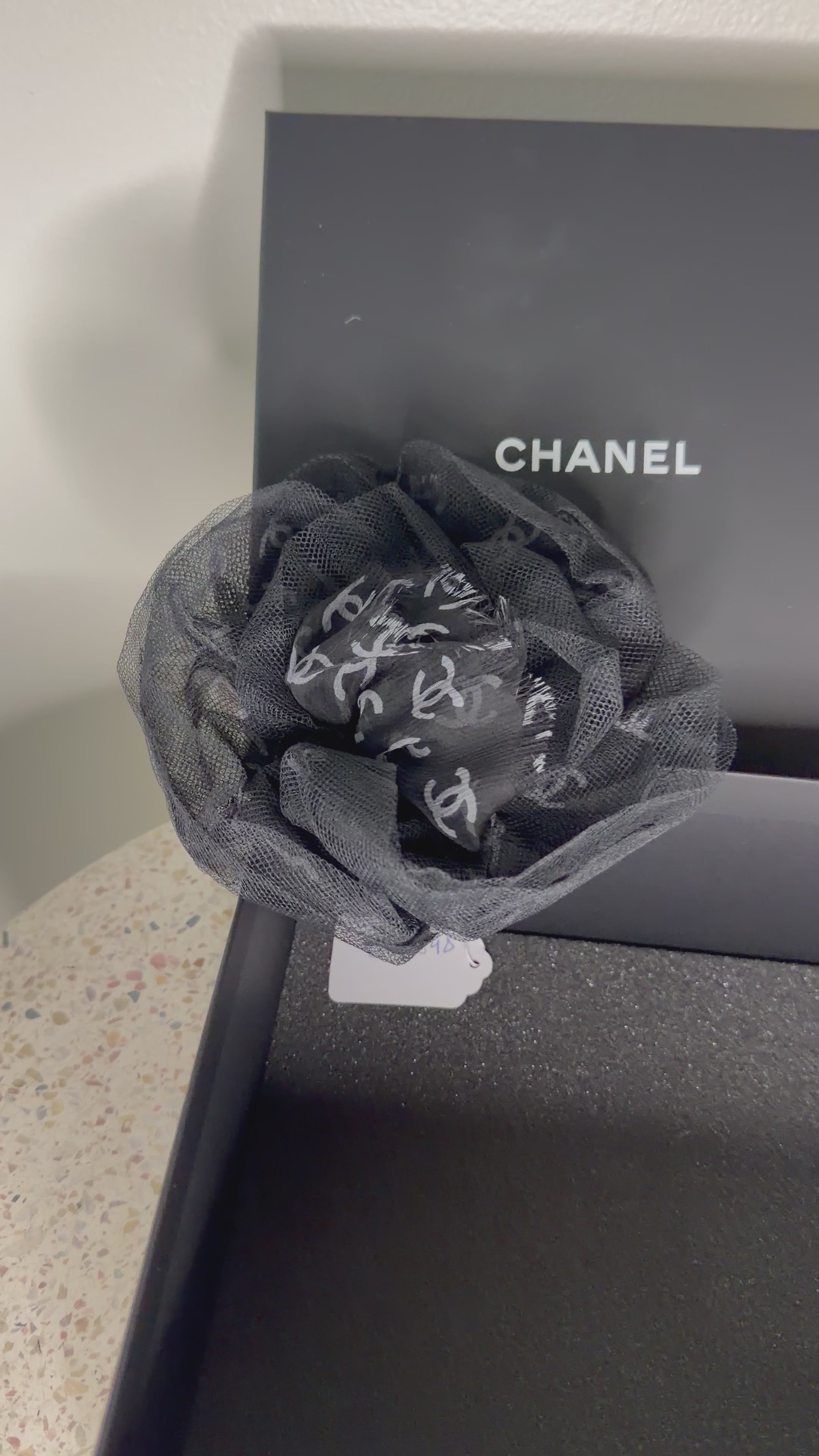 CHANEL CAMELLIA FLOWER TULLE BROOCH