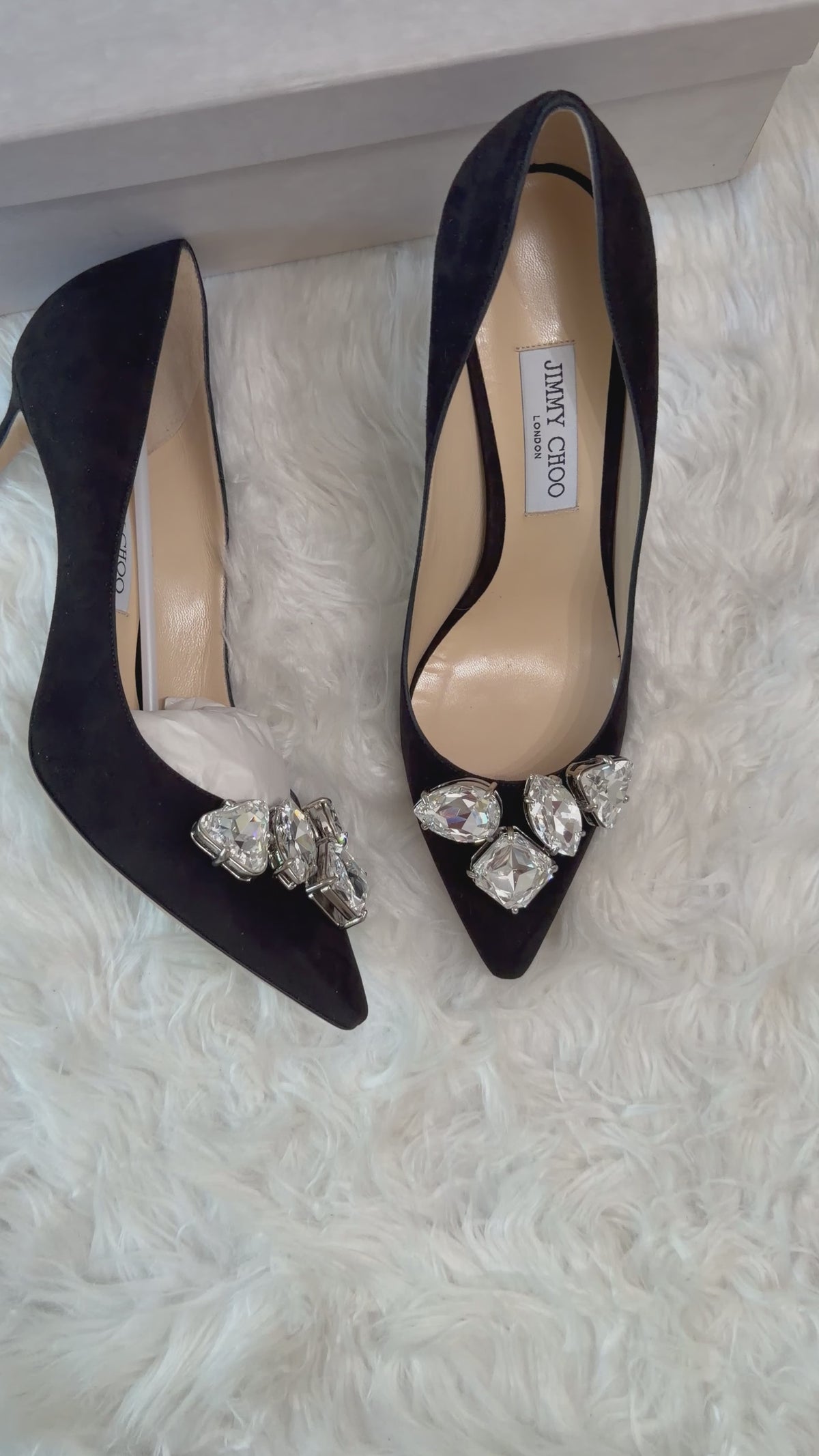 JIMMY CHOO MARVEL VELVET PUMPS WITH CRYSTAL ON POINTE TOE