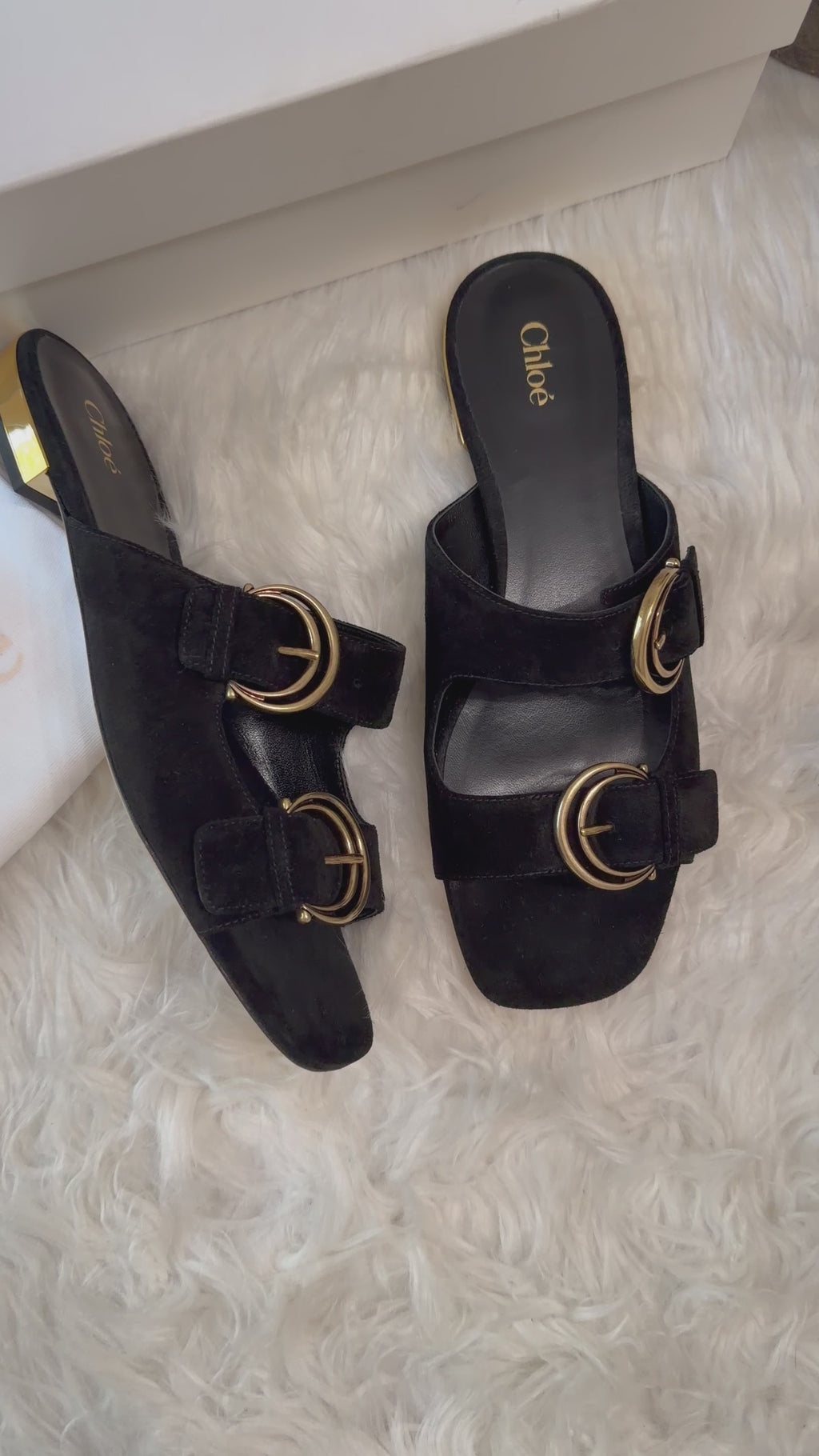CHLOE ALIZE DOUBLE BUCKLE FLAT SANDALS