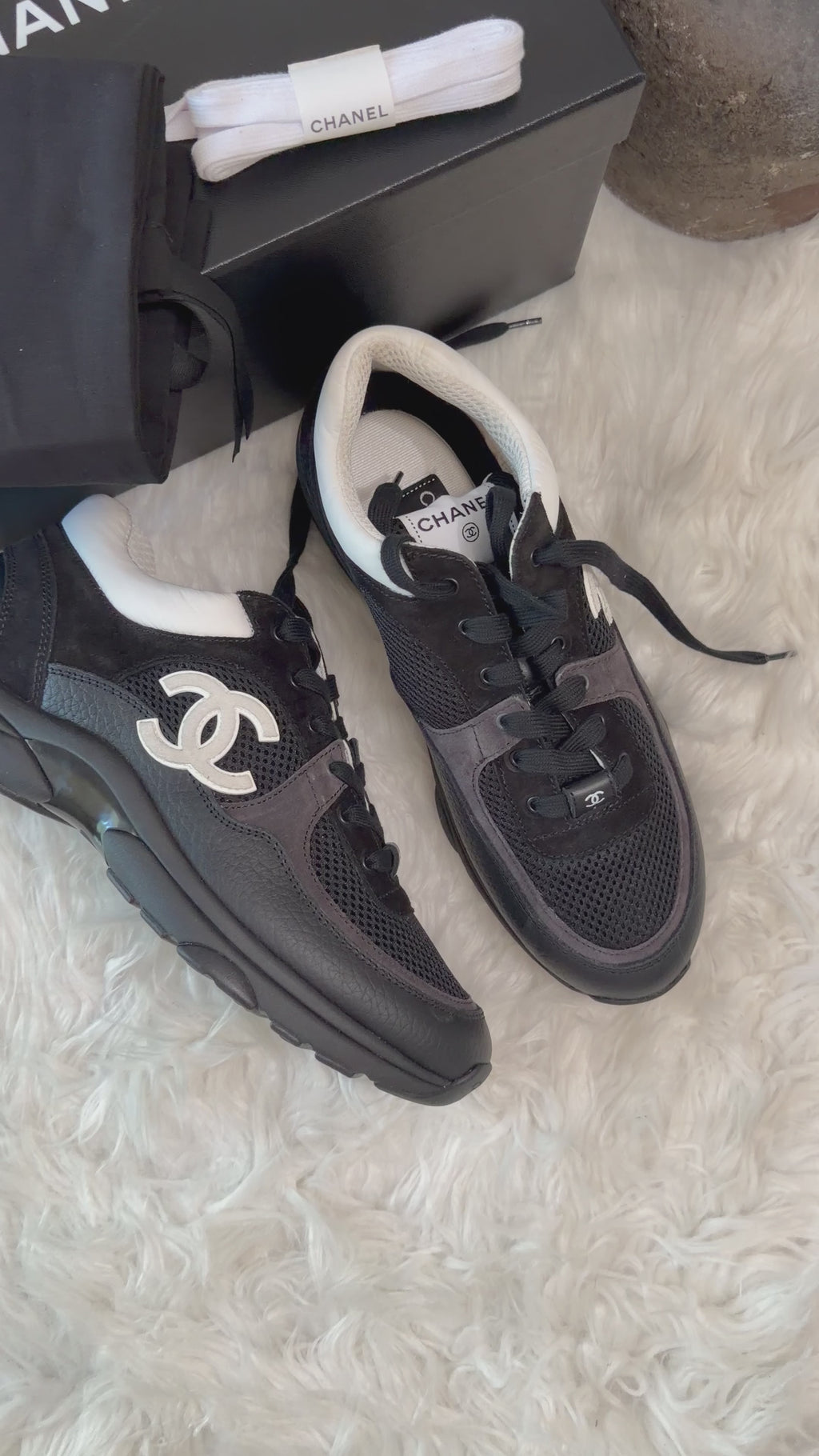 CHANEL MESH SUEDE GRAINED WOMAN SNEAKERS