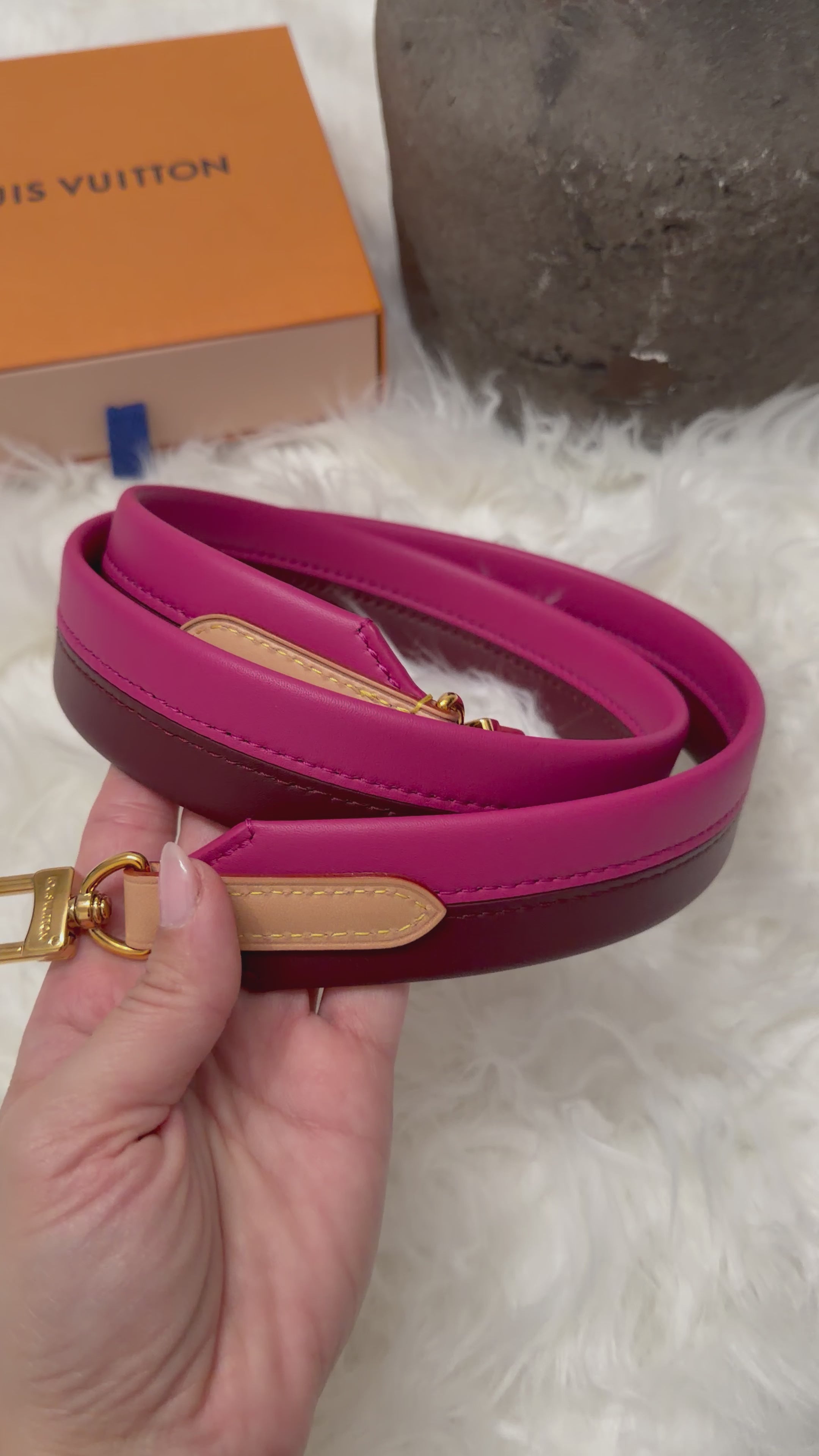 LOUIS VUITTON CLUNY BB BICOLOR CALFSKIN LEATHER SHOULDER STRAP